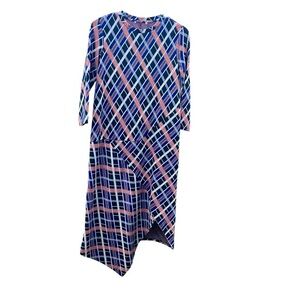 Zara Trafaluc Geometric Plaid Asymmetrical Pull On Retro Style Dress Size L